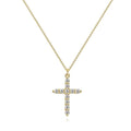 Cadena con crucifijo en diamantes, elaborada en Stainless Steel con baño de oro 18K,