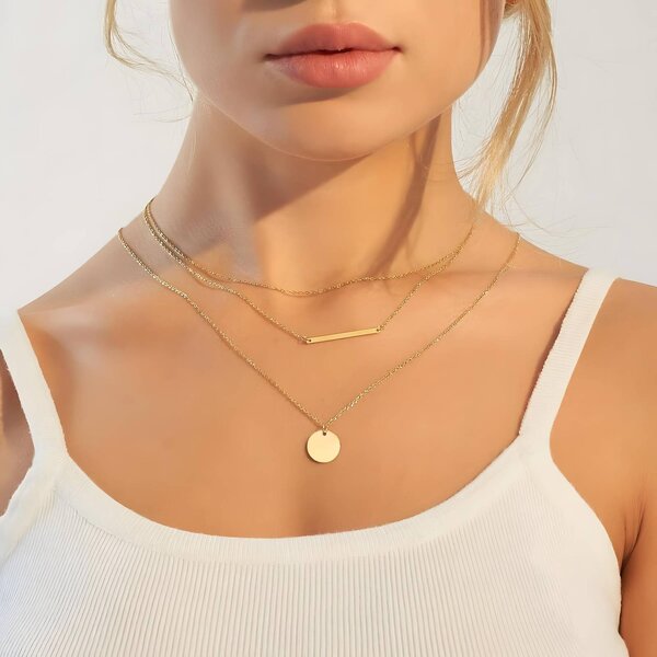 Cadena Layer 3 Niveles en Stainless Steel con Baño de Oro 18K – Diseño Delicado y Femenino