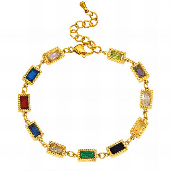✨ Cadena Arcoíris con Diamantes en Stainless Steel bañada en Oro 18K ✨