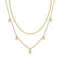Cadena Layer Doble en Stainless Steel con Baño de Oro 18K y Detalles de Diamantes